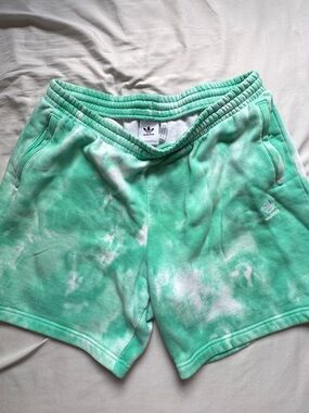 Adidas Originals Tie-Dye Shorts • Teal/Mint Green/White